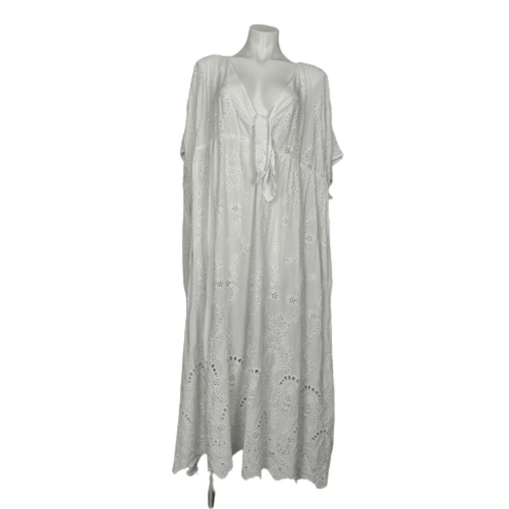 Young Fabulous & Broke White Eyelet Oversized Caftan/Cover Up Dress Size M